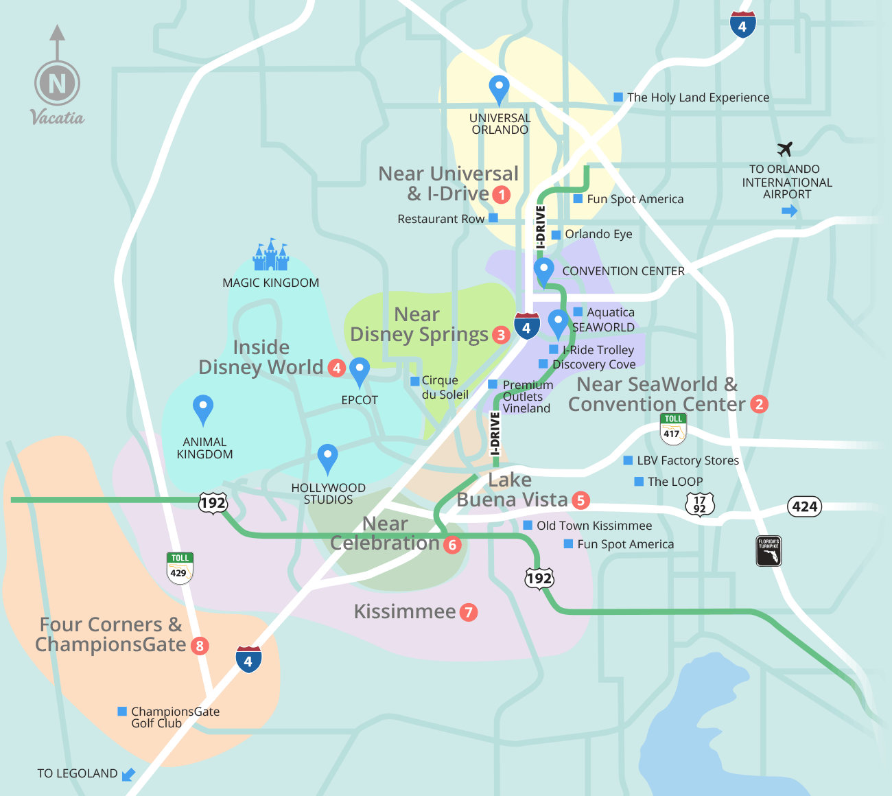 Map of resorts near Disney World
